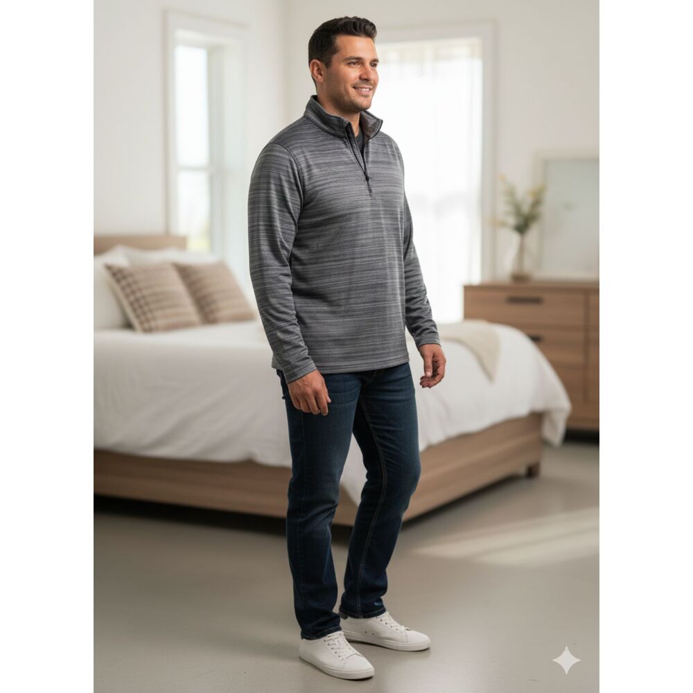 Hawke & Co Men's Large 1/4 Zip Athletic Pullover, heather gray